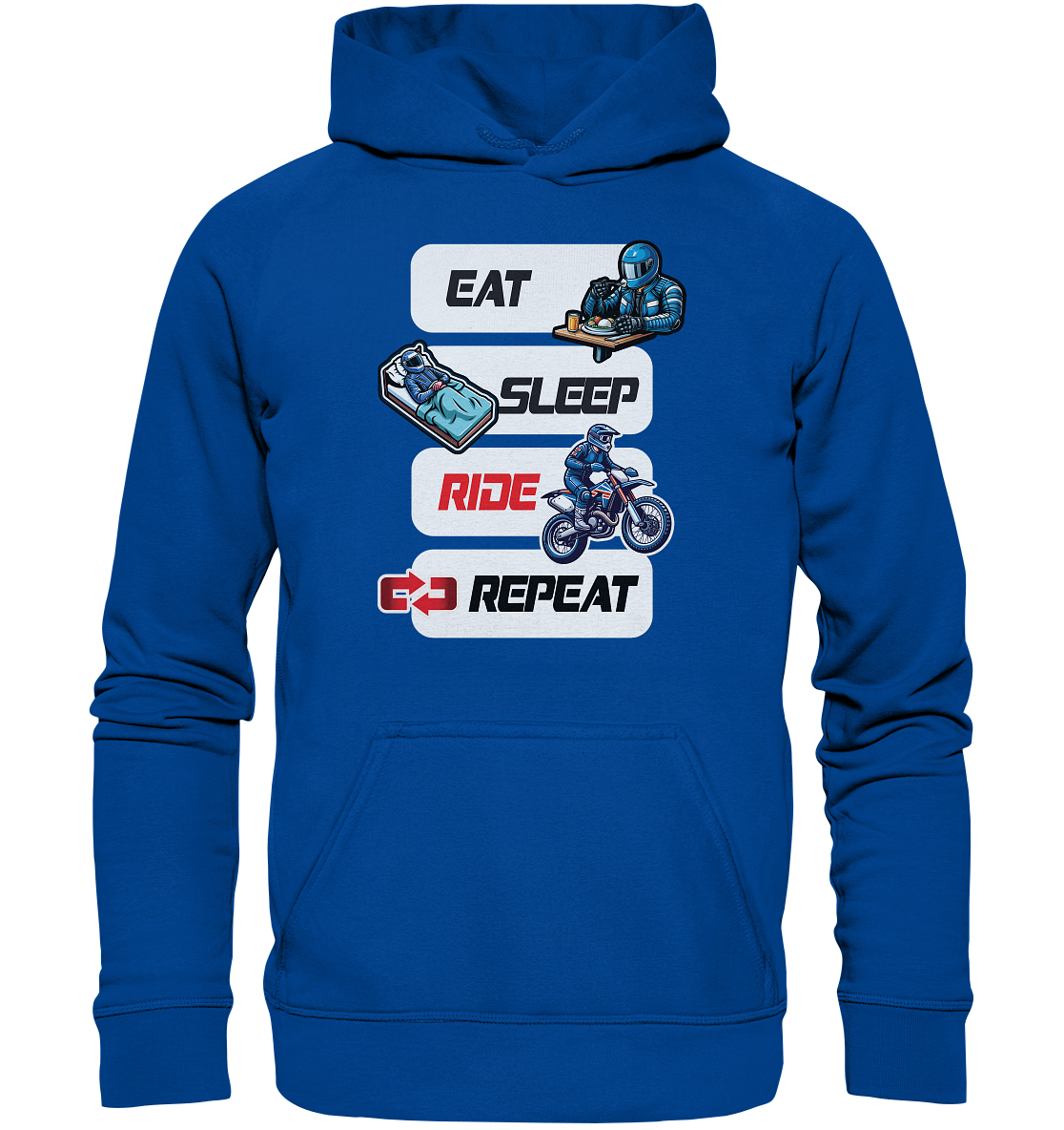 Eat Sleep Ride Repeat - lustiger Biker Spruch Motocross - Basic Unisex Hoodie
