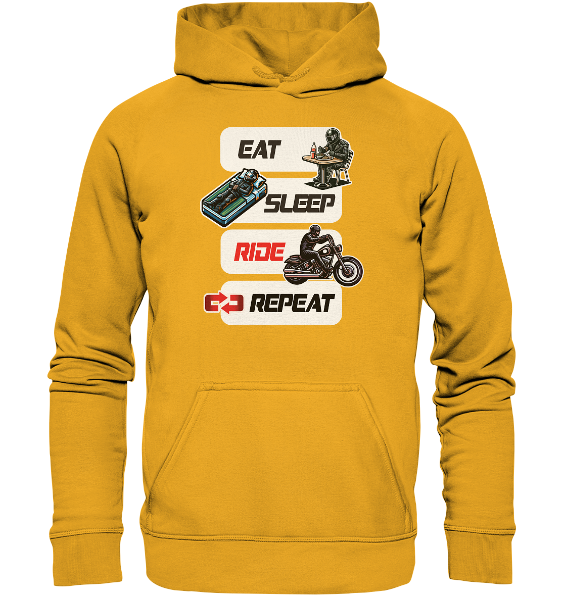 Eat Sleep Ride Repeat - lustiger Biker Spruch Chopper - Basic Unisex Hoodie