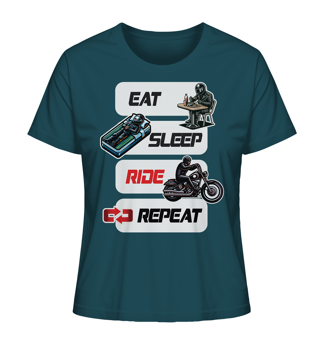 Eat Sleep Ride Repeat - lustiger Biker Spruch Chopper - Ladies Organic Shirt