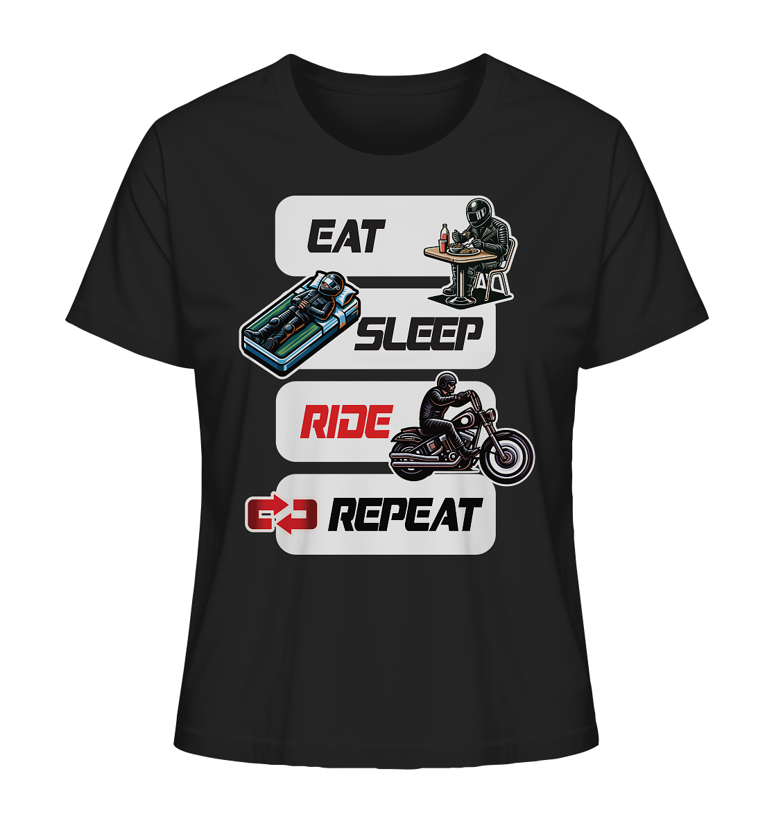 Eat Sleep Ride Repeat - lustiger Biker Spruch Chopper - Ladies Organic Shirt