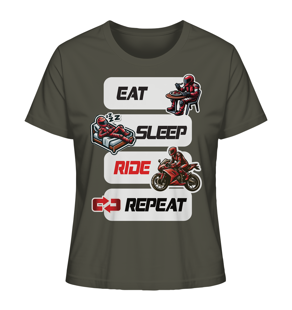Eat Sleep Ride Repeat - lustiger Biker Spruch - Ladies Organic Shirt