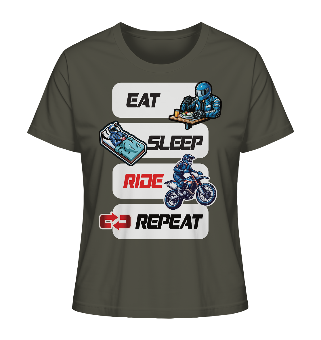 Eat Sleep Ride Repeat - lustiger Biker Spruch Motocross - Ladies Organic Shirt
