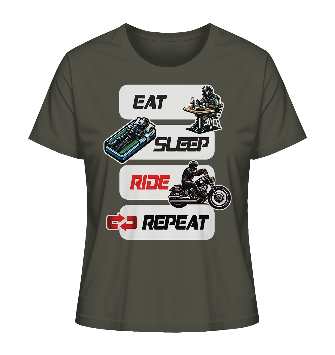 Eat Sleep Ride Repeat - lustiger Biker Spruch Chopper - Ladies Organic Shirt