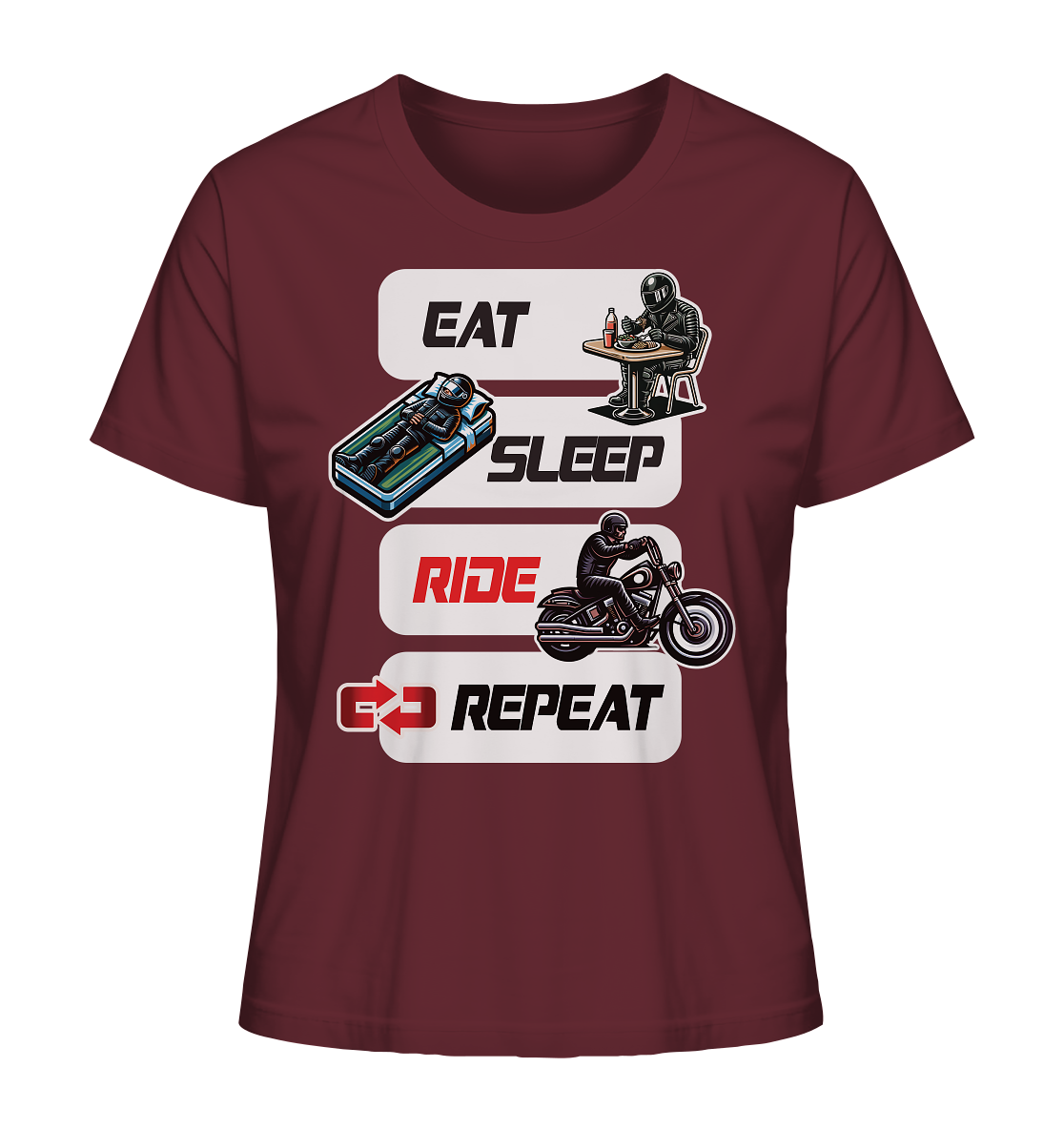 Eat Sleep Ride Repeat - lustiger Biker Spruch Chopper - Ladies Organic Shirt