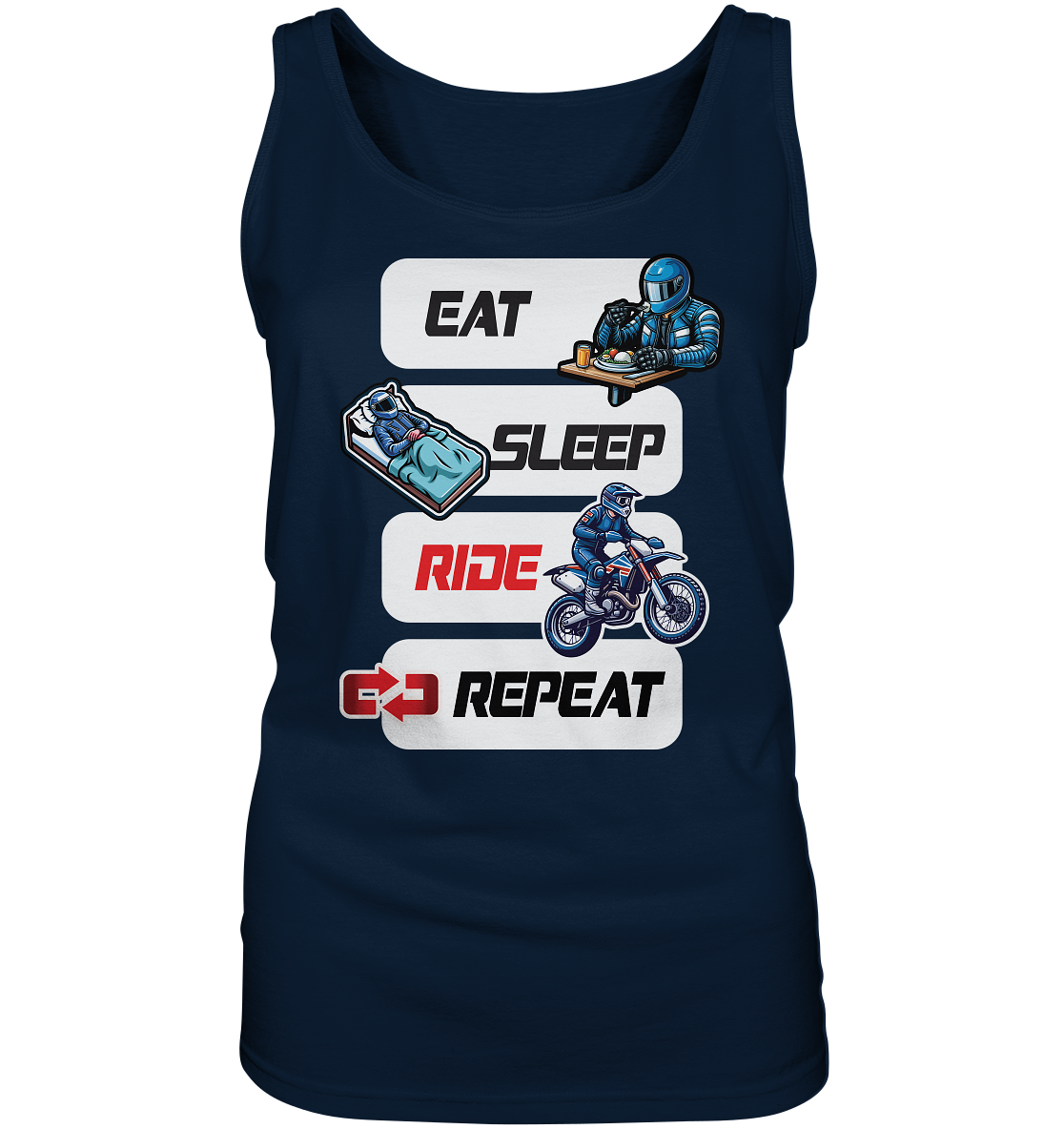 Eat Sleep Ride Repeat - lustiger Biker Spruch Motocross - Ladies Tank-Top