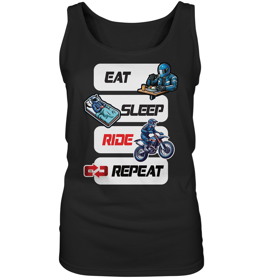 Eat Sleep Ride Repeat - lustiger Biker Spruch Motocross - Ladies Tank-Top