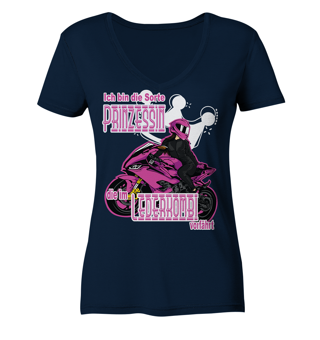 Frauenpower - Prinzessin mit Helm  - Ladies V-Neck Shirt