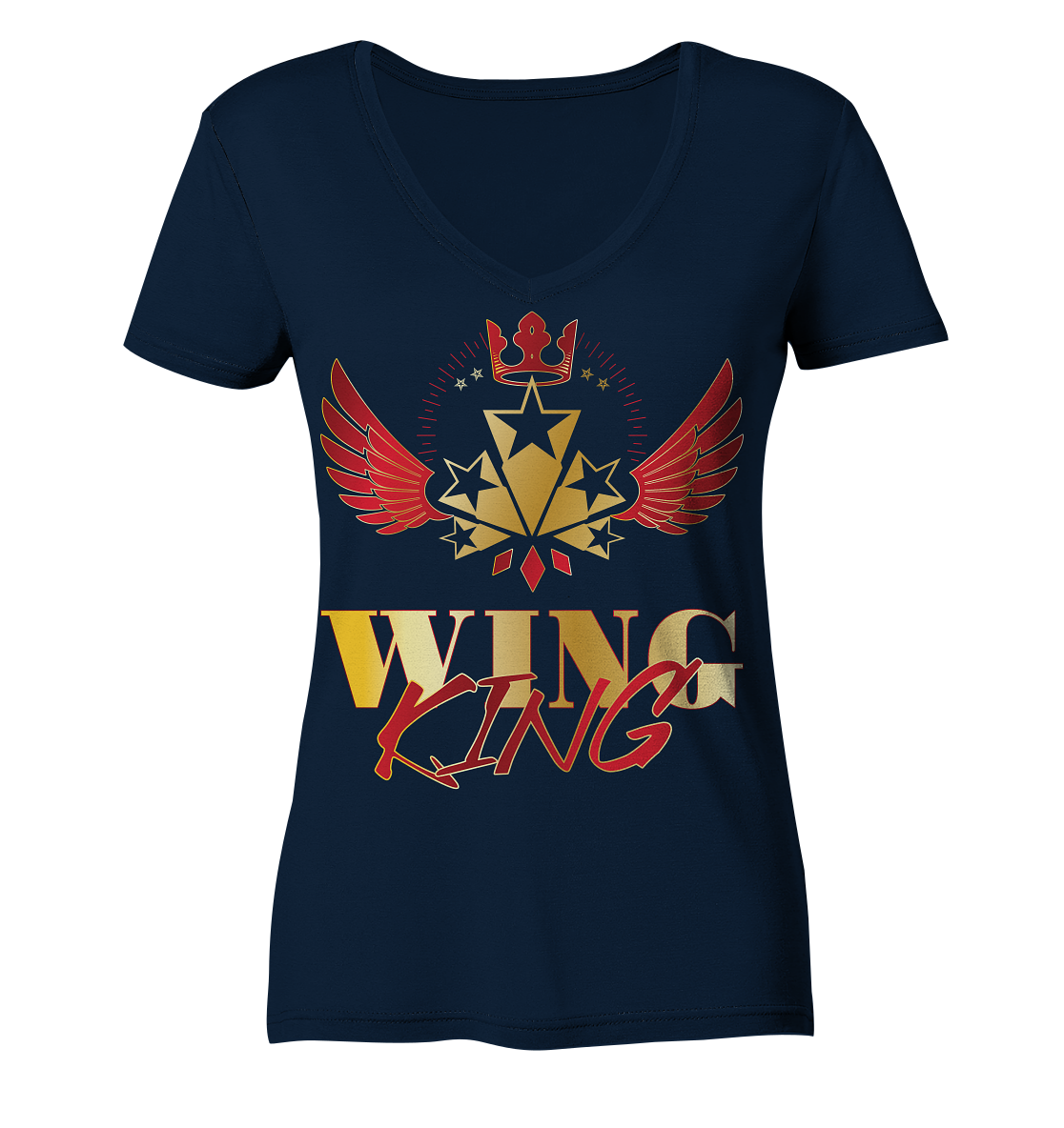 Goldwing - Wing King rot/gold - Ladies V-Neck Shirt