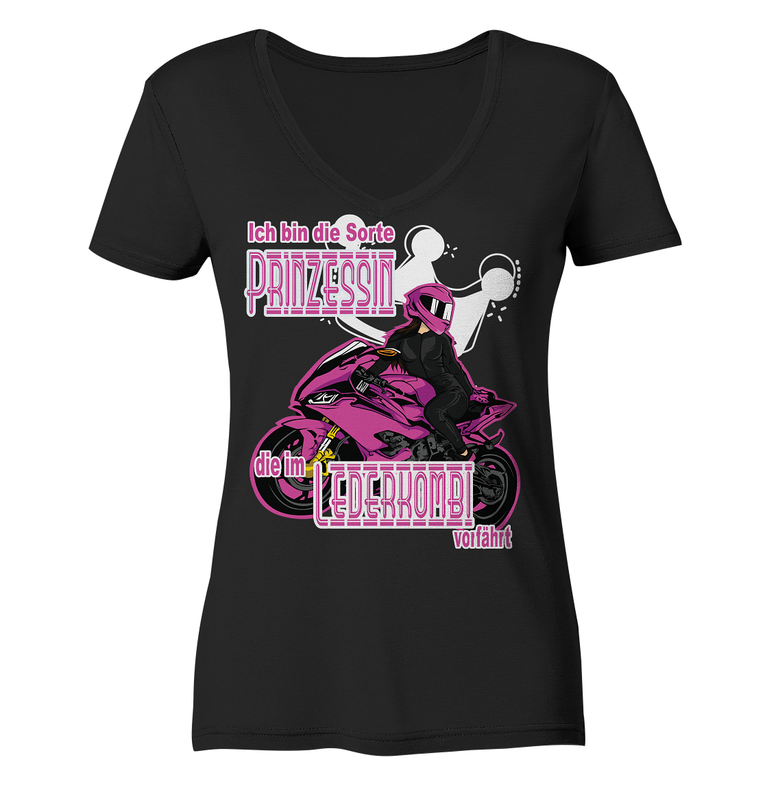 Frauenpower - Prinzessin mit Helm  - Ladies V-Neck Shirt