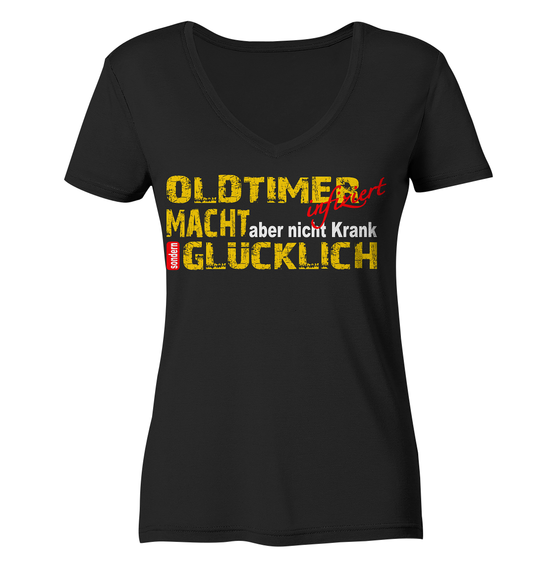 Oldtimer macht Glücklich - Ladies V-Neck Shirt