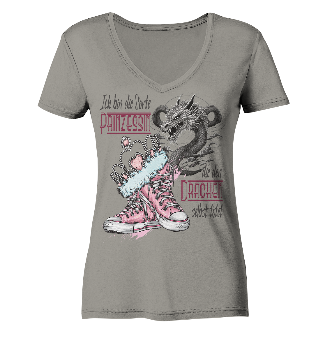 Prinzessin - die den Drachen selbst tötet - Ladies V-Neck Shirt