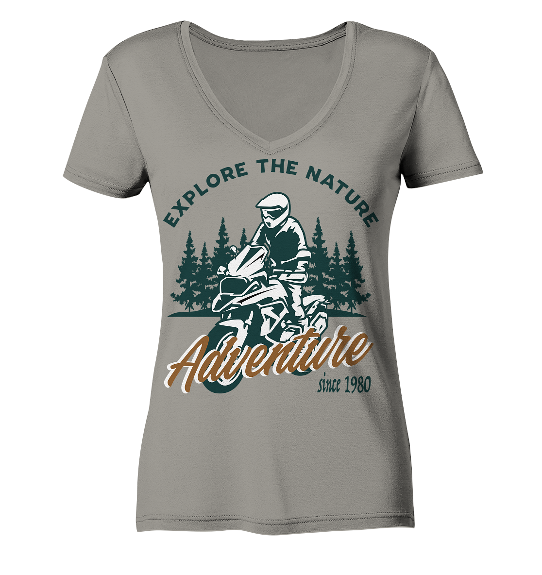 Explore the Nature - Adventure Bike 1980 - Ladies V-Neck Shirt