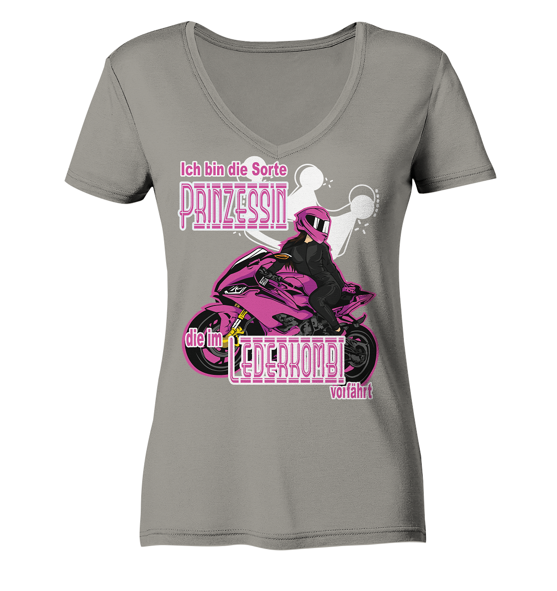 Frauenpower - Prinzessin mit Helm  - Ladies V-Neck Shirt