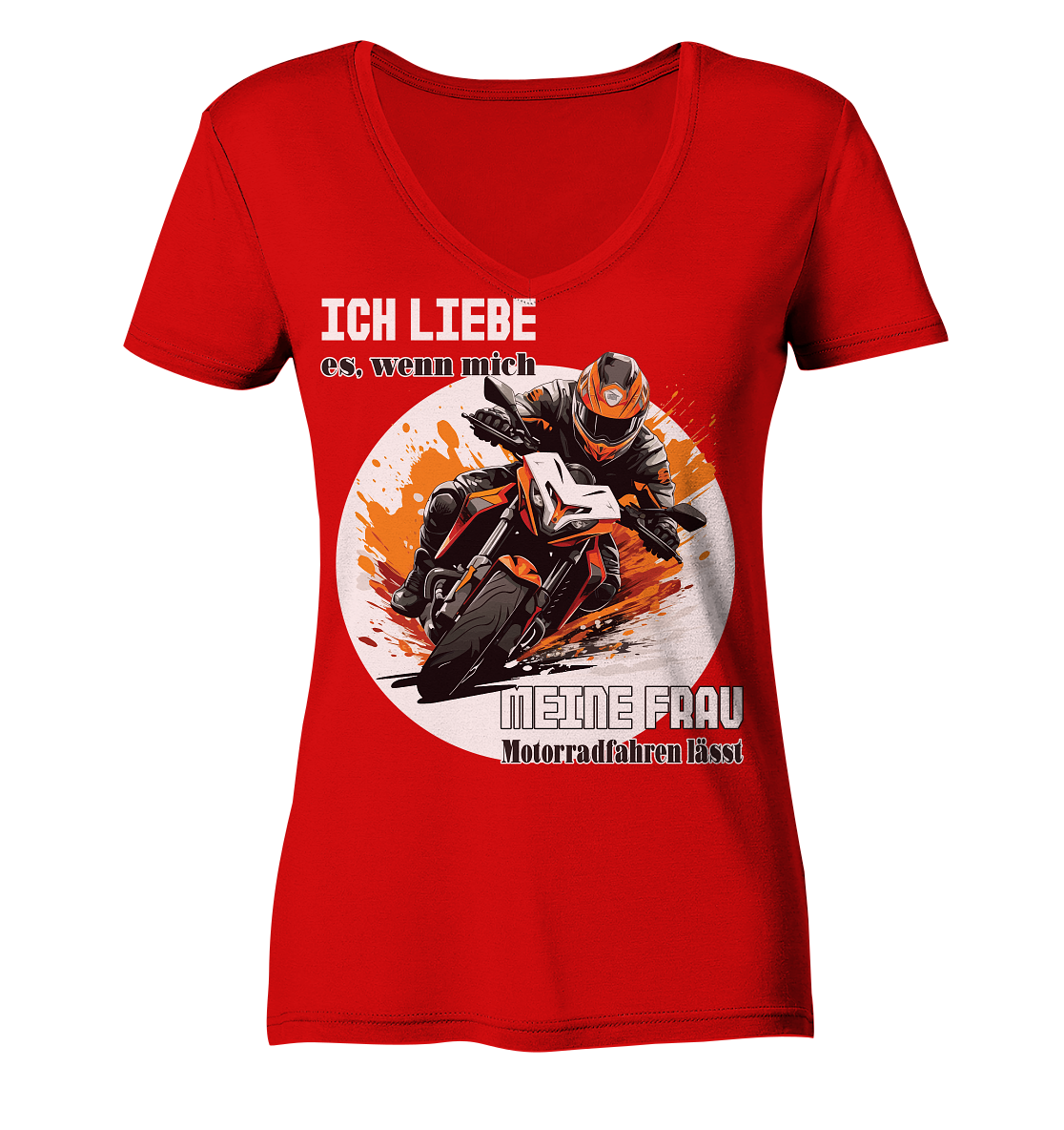 Ich liebe meine Frau - lustiger Biker Spruch - Ladies V-Neck Shirt