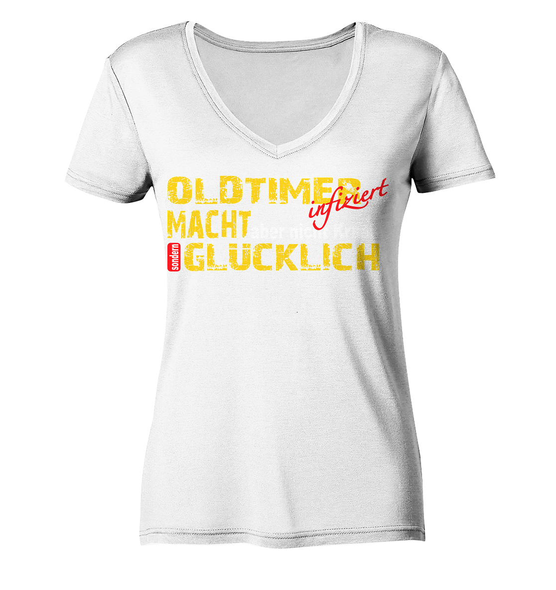 Oldtimer macht Glücklich - Ladies V-Neck Shirt