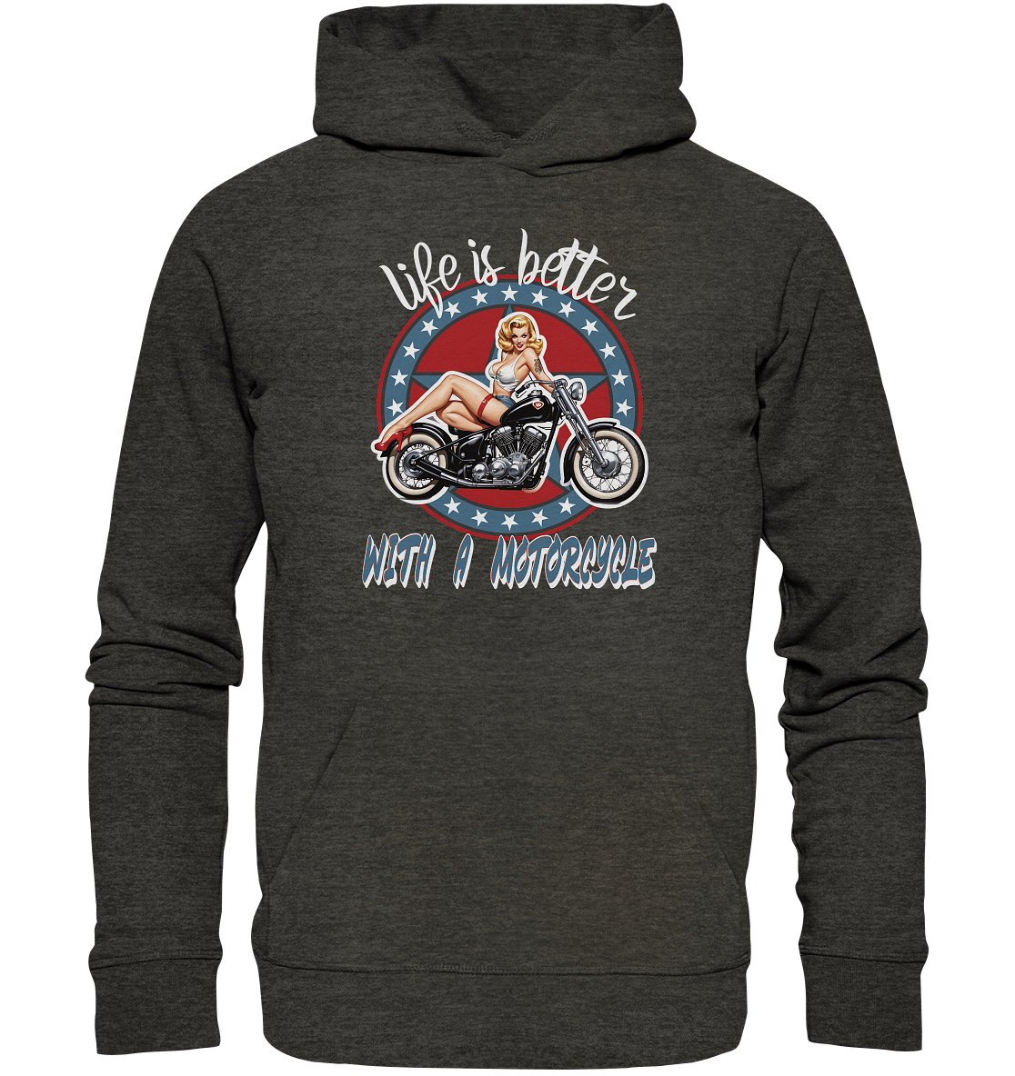 life is better with a motorcycle - Retro Design III - Organic Hoodie