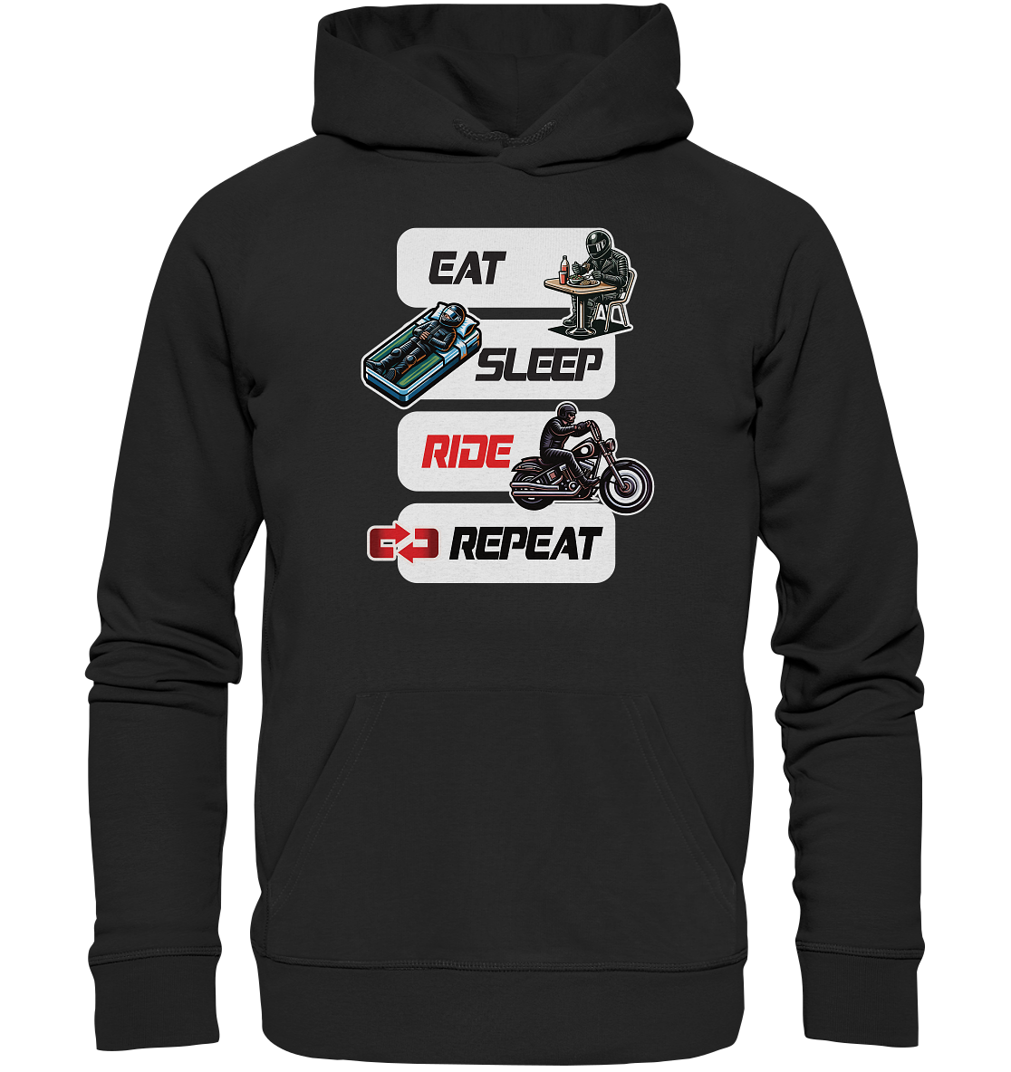 Eat Sleep Ride Repeat - lustiger Biker Spruch Chopper - Organic Hoodie