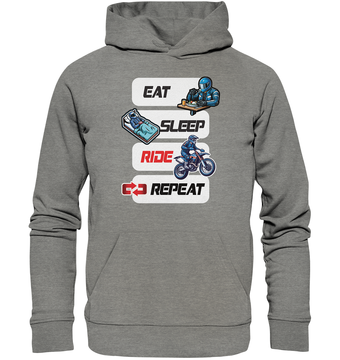 Eat Sleep Ride Repeat - lustiger Biker Spruch Motocross - Organic Hoodie