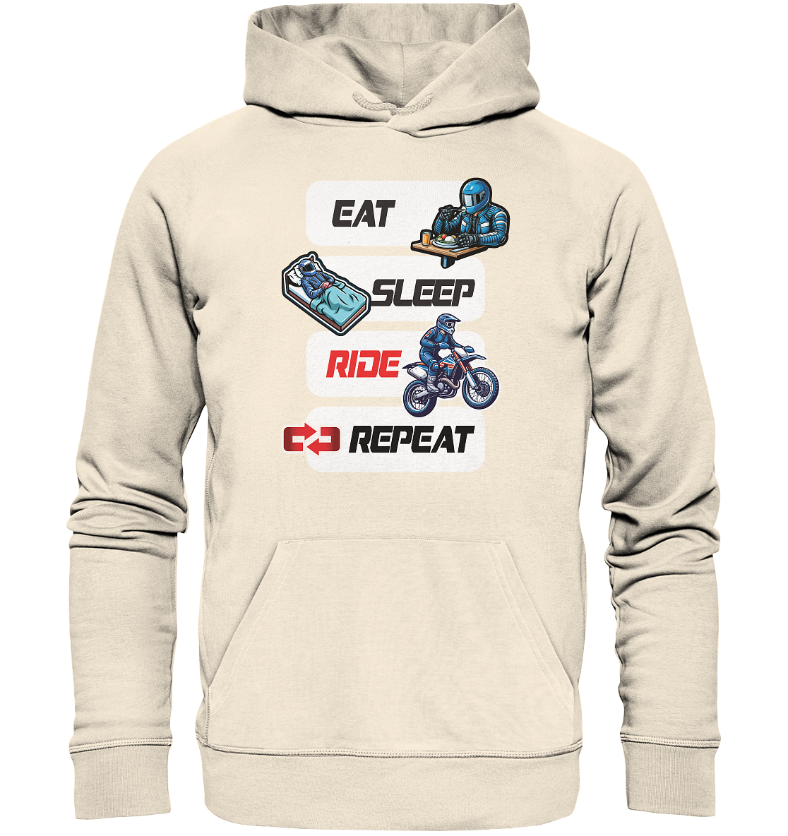 Eat Sleep Ride Repeat - lustiger Biker Spruch Motocross - Organic Hoodie
