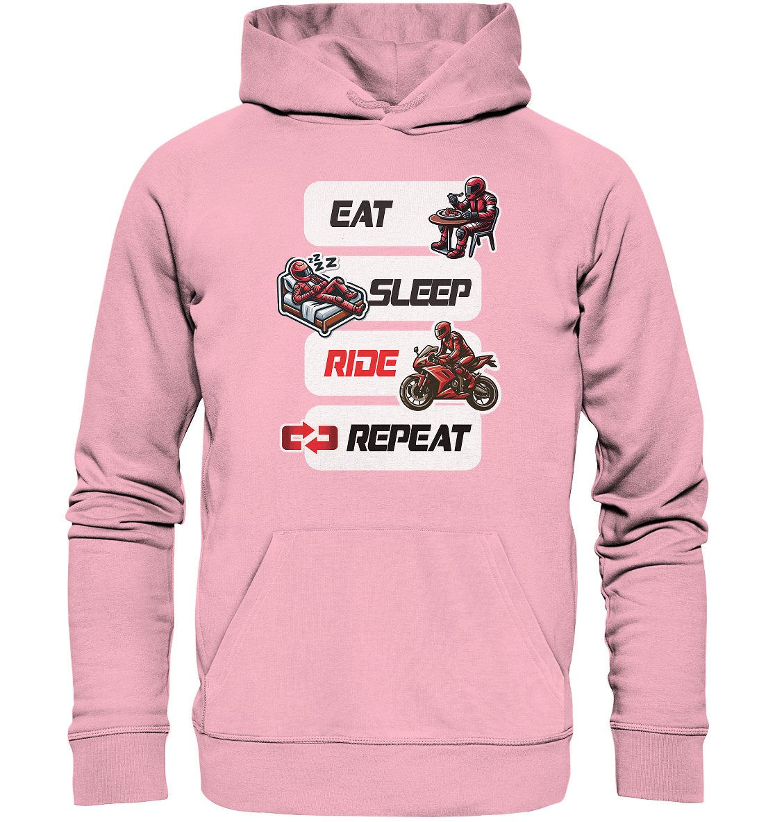 Eat Sleep Ride Repeat - lustiger Biker Spruch - Organic Hoodie