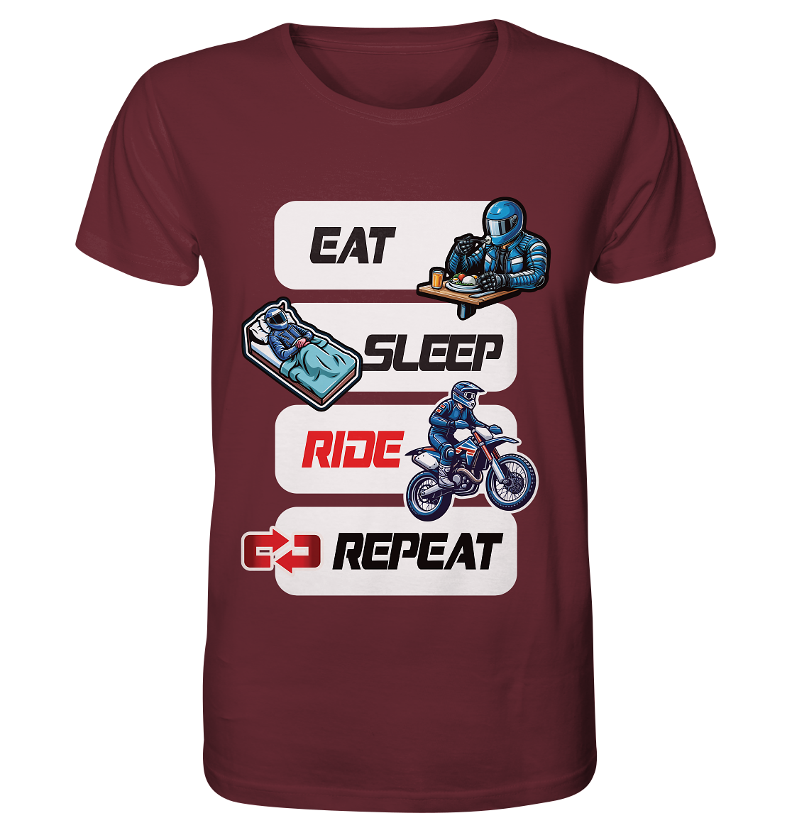 Eat Sleep Ride Repeat - lustiger Biker Spruch Motocross - Organic Shirt