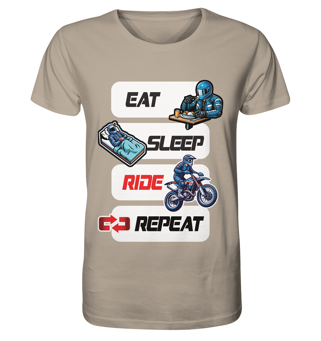 Eat Sleep Ride Repeat - lustiger Biker Spruch Motocross - Organic Shirt