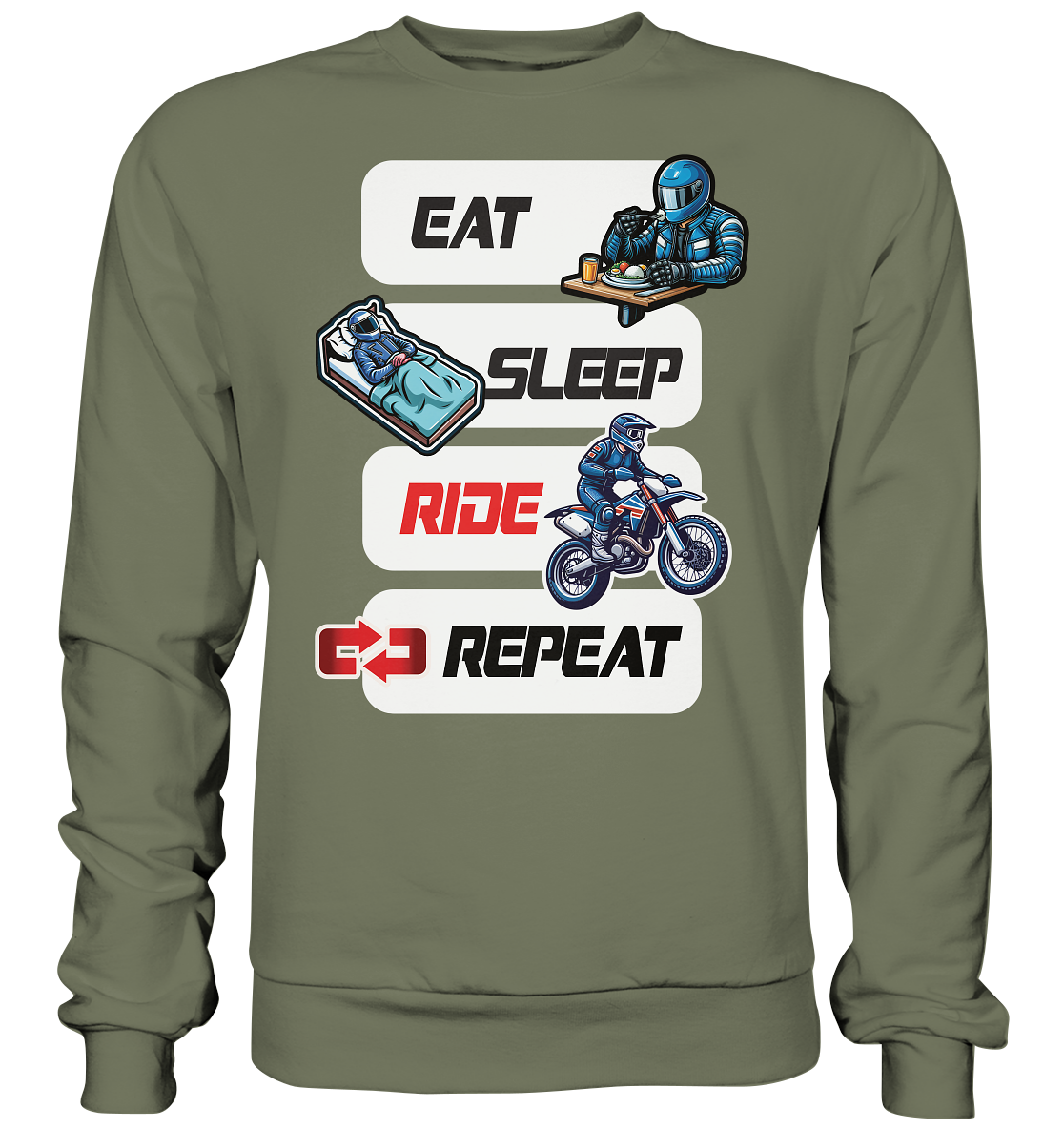 Eat Sleep Ride Repeat - lustiger Biker Spruch Motocross - Premium Sweatshirt