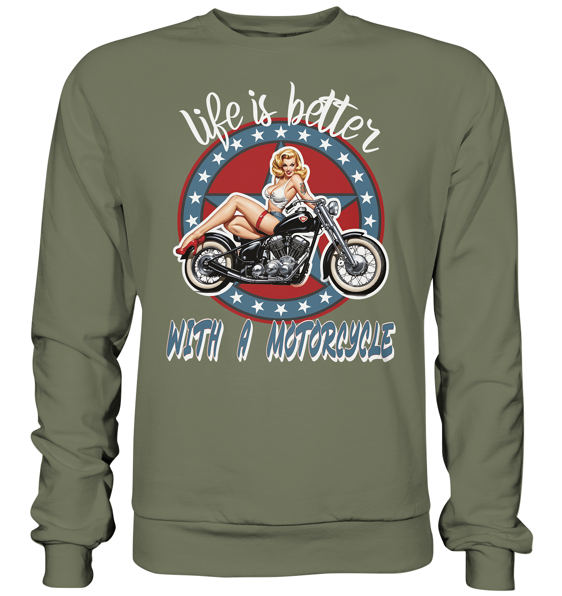 life is better with a motorcycle - Retro Design III - Premium Sweatshirt