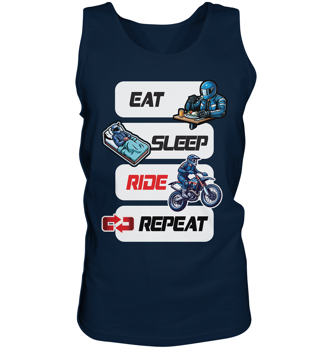 Eat Sleep Ride Repeat - lustiger Biker Spruch Motocross - Herrn Tank-Top