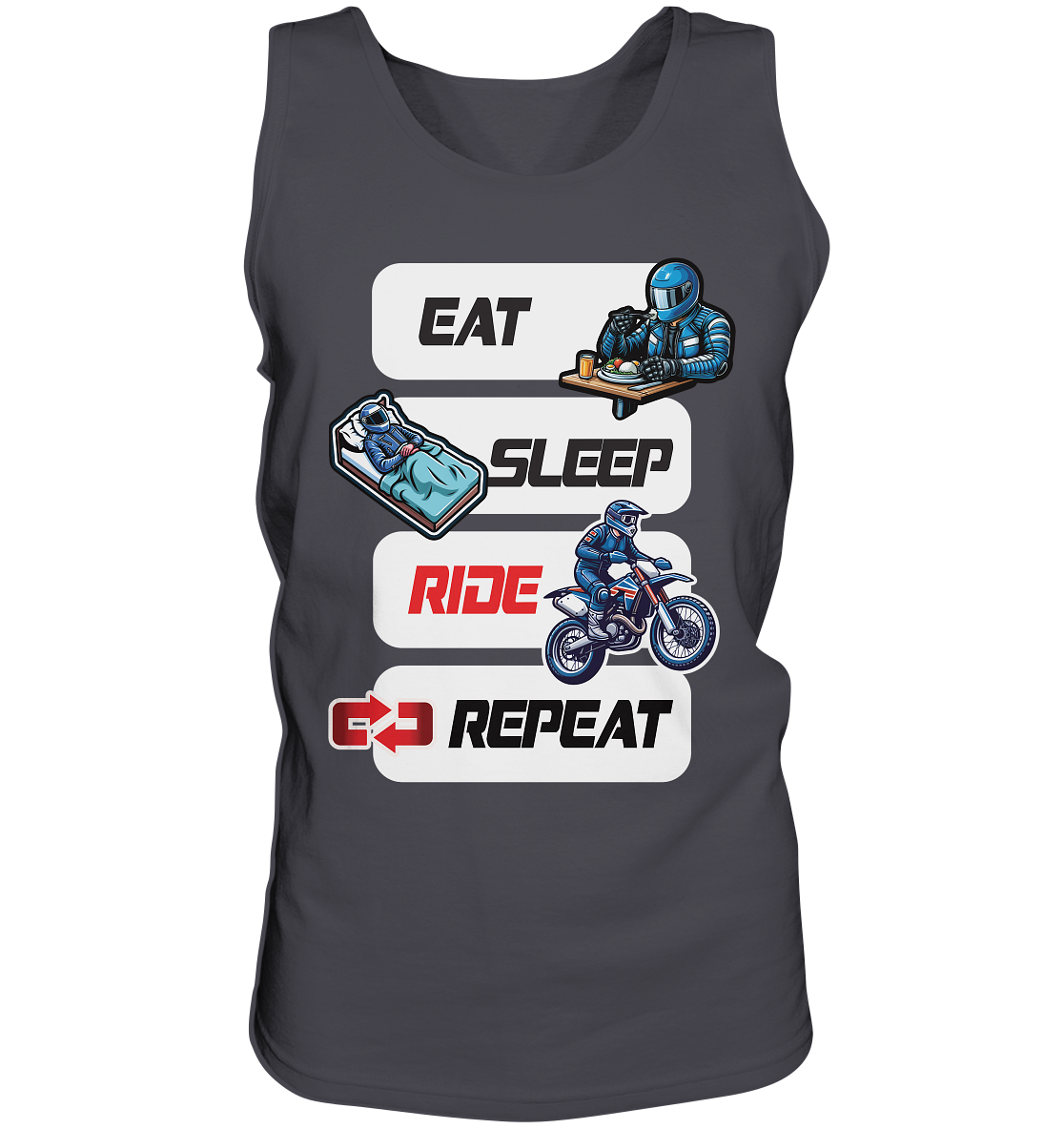 Eat Sleep Ride Repeat - lustiger Biker Spruch Motocross - Herrn Tank-Top