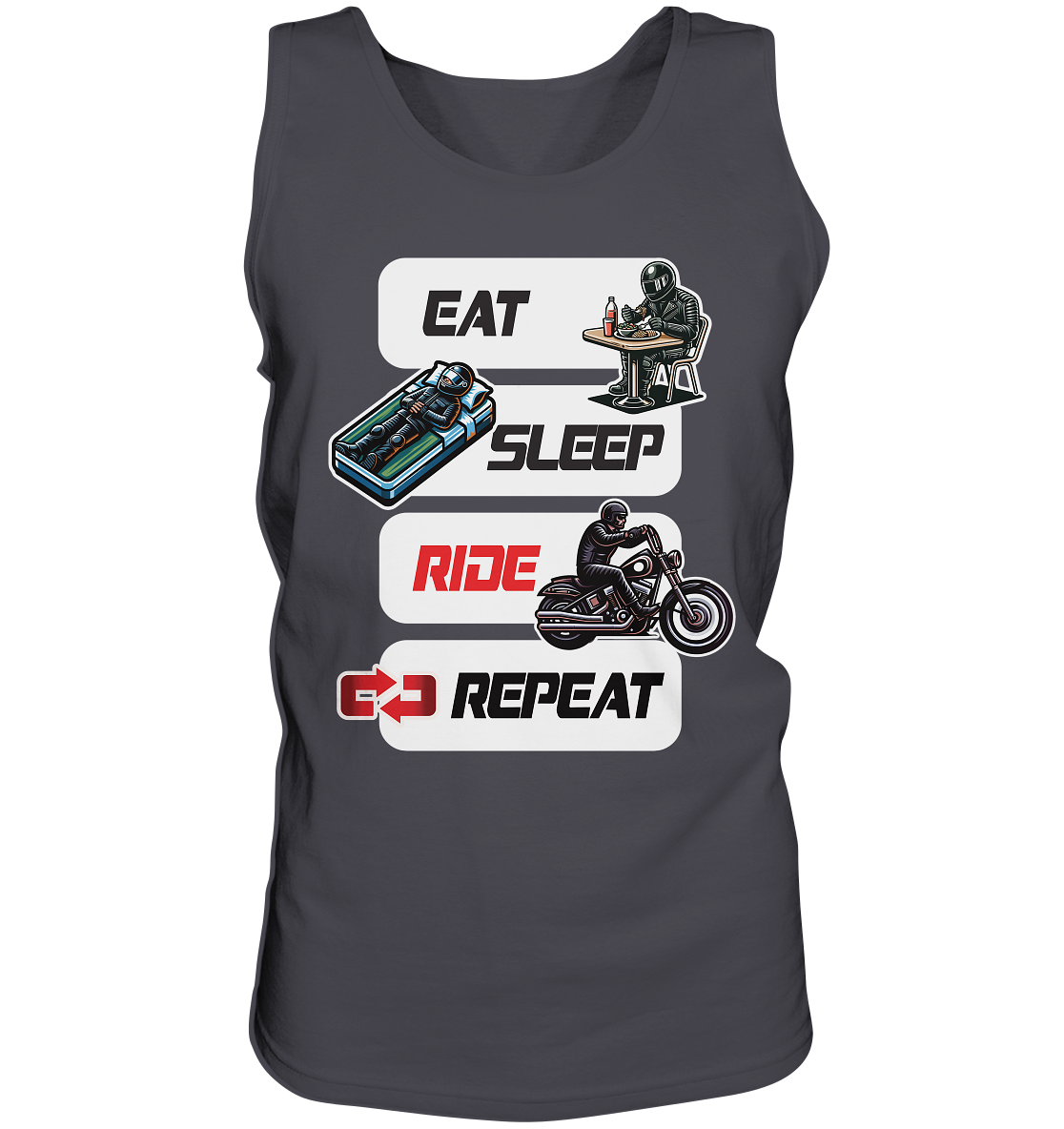 Eat Sleep Ride Repeat - lustiger Biker Spruch Chopper - Herrn Tank-Top