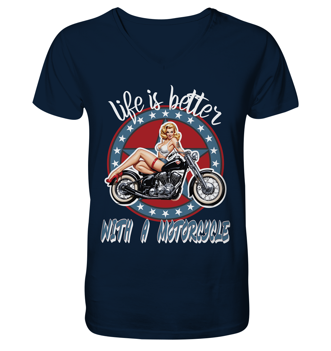 life is better with a motorcycle - Motorrad 50er Jahre Kopie - V-Neck Shirt