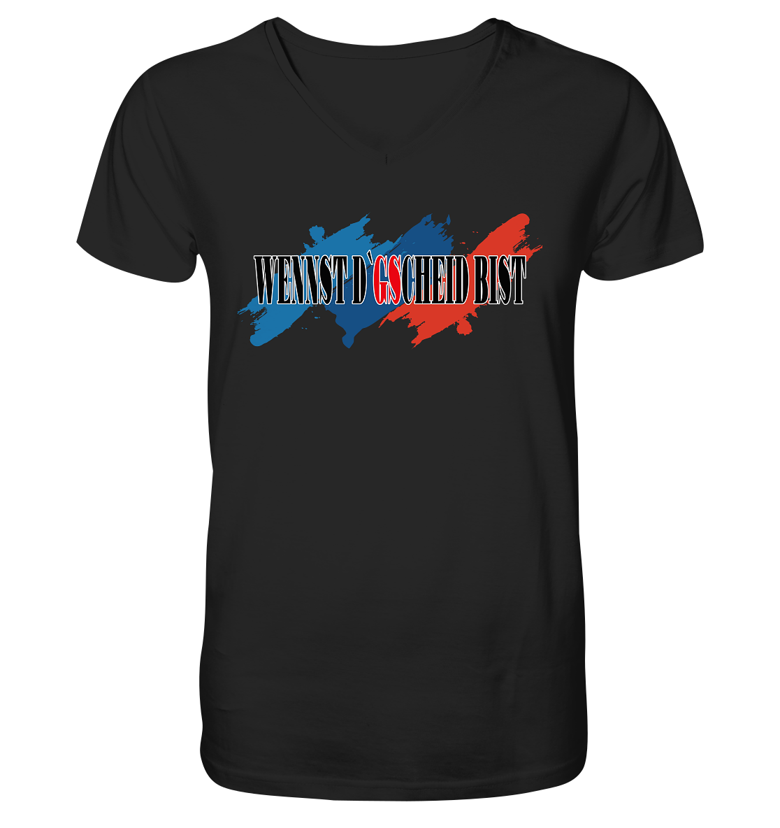 wennst GScheit bist - Spruch für bayrische Adventure Biker 3-farbig - Herrn V-Neck Shirt