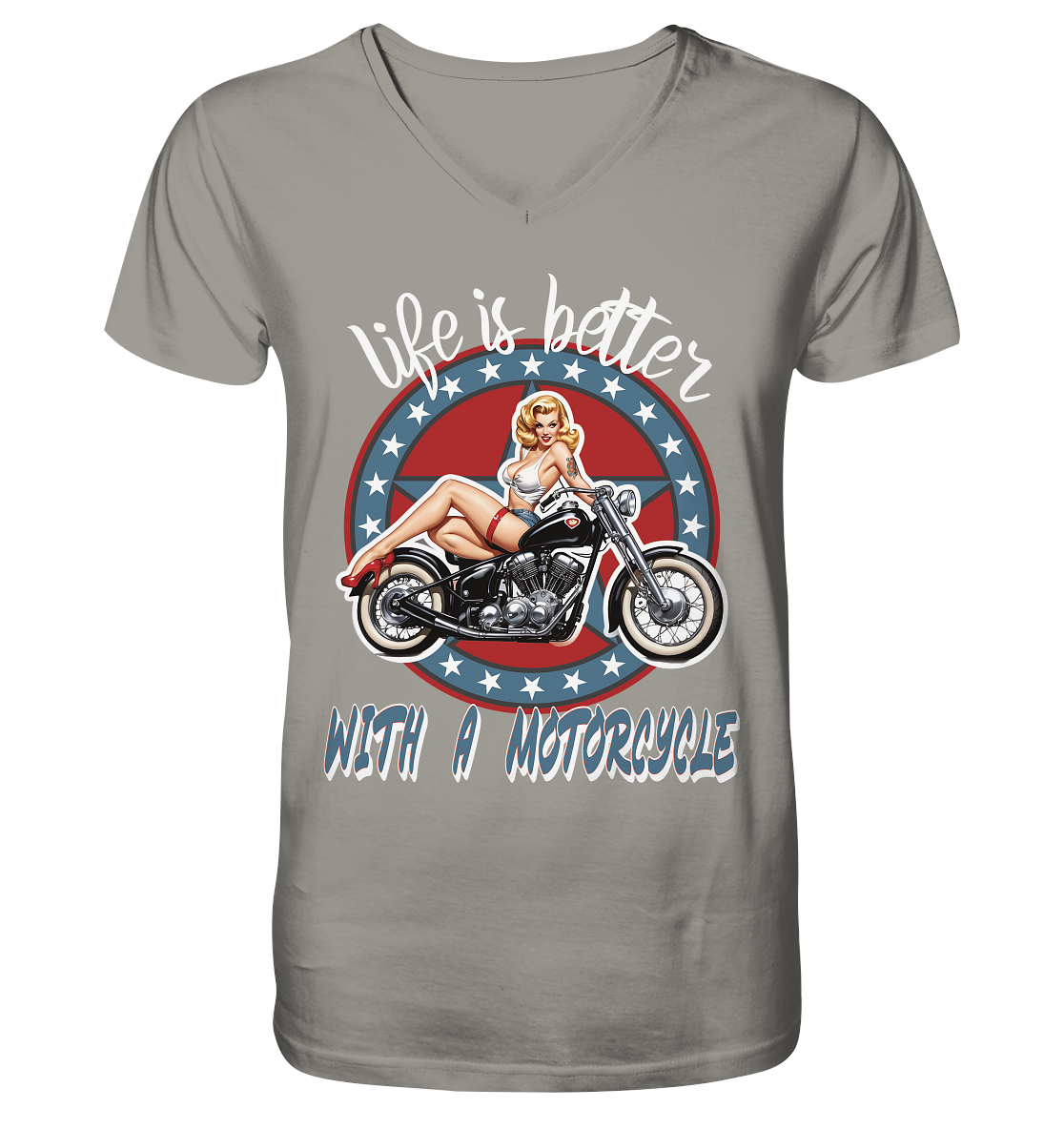 life is better with a motorcycle - Motorrad 50er Jahre Kopie - V-Neck Shirt