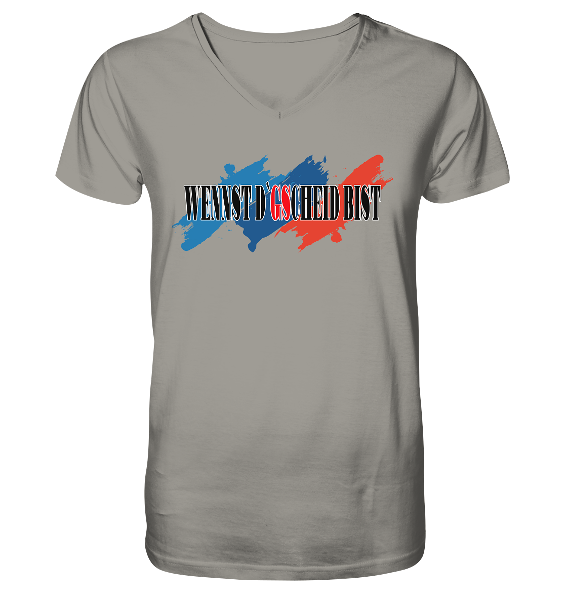 wennst GScheit bist - Spruch für bayrische Adventure Biker 3-farbig - Herrn V-Neck Shirt