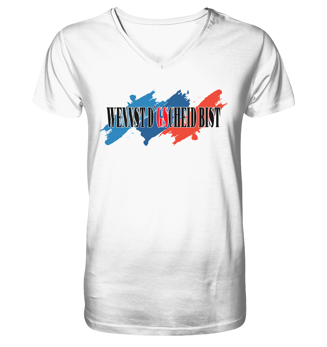 wennst GScheit bist - Spruch für bayrische Adventure Biker 3-farbig - Herrn V-Neck Shirt
