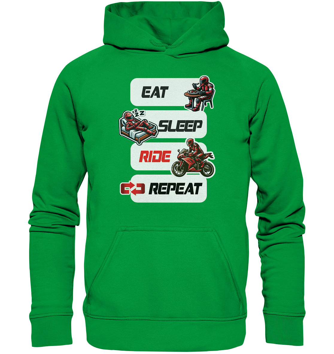 Eat Sleep Ride Repeat  - lustiger Biker Spruch - Basic Unisex Hoodie