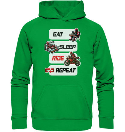 Eat Sleep Ride Repeat  - lustiger Biker Spruch - Basic Unisex Hoodie