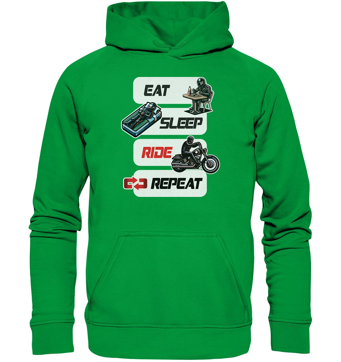 Eat Sleep Ride Repeat  - lustiger Biker Spruch Chopper - Basic Unisex Hoodie