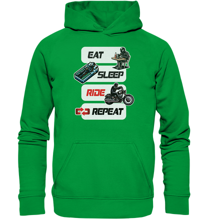 Eat Sleep Ride Repeat  - lustiger Biker Spruch Chopper - Basic Unisex Hoodie