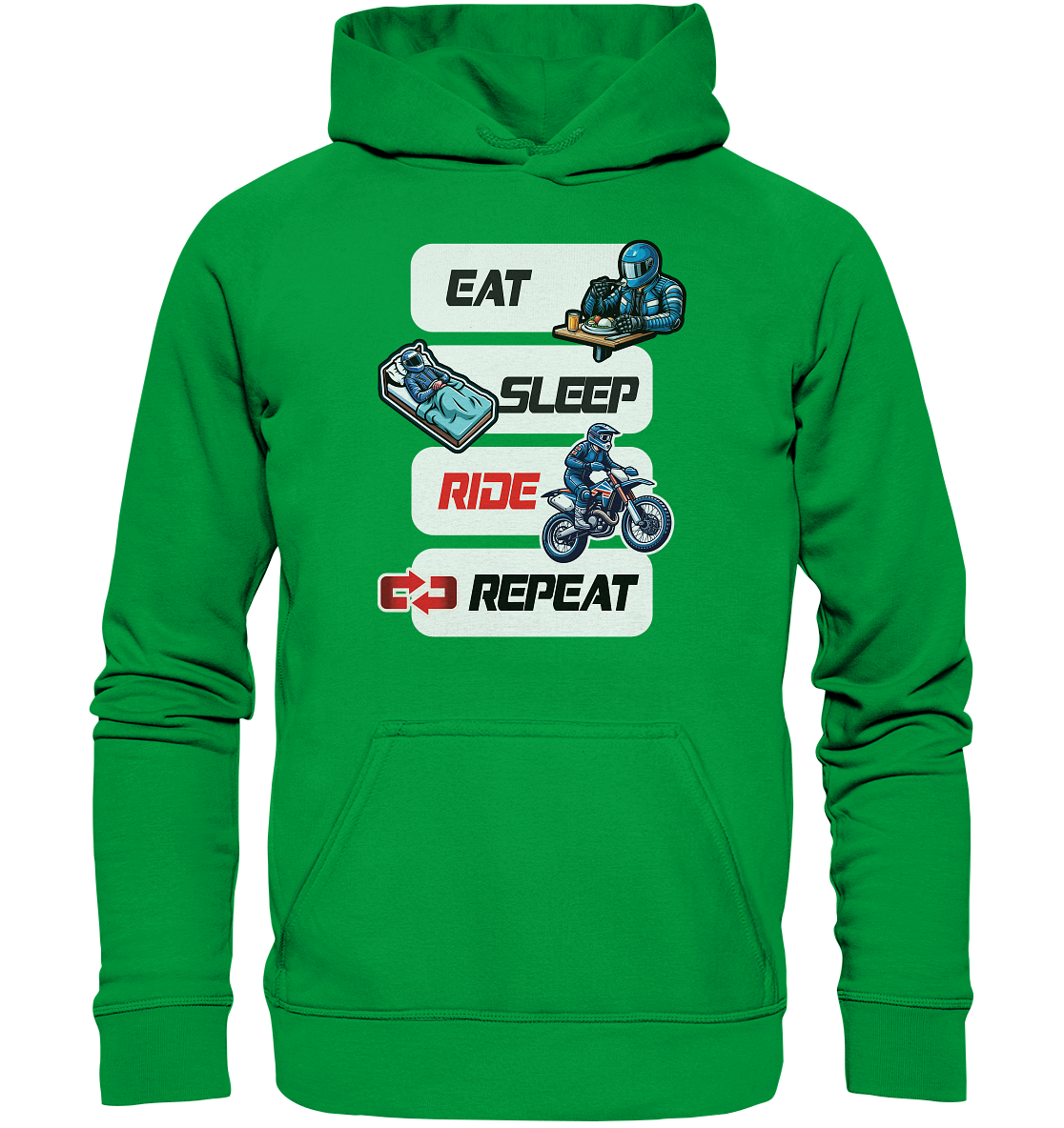 Eat Sleep Ride Repeat  - lustiger Biker Spruch Motocross - Basic Unisex Hoodie