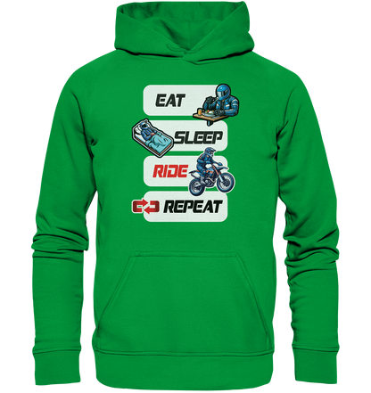 Eat Sleep Ride Repeat  - lustiger Biker Spruch Motocross - Basic Unisex Hoodie