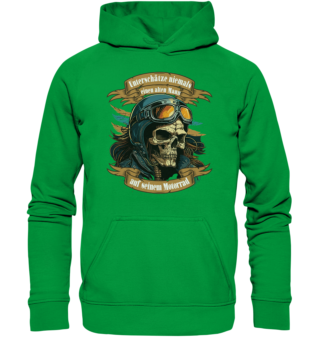 Unterschätze niemals einen alten Mann auf seinem Motorrad - Basic Unisex Hoodie