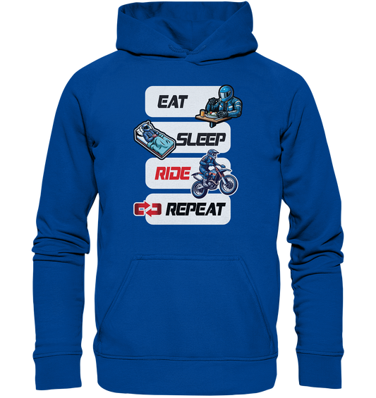 Eat Sleep Ride Repeat  - lustiger Biker Spruch Motocross - Basic Unisex Hoodie
