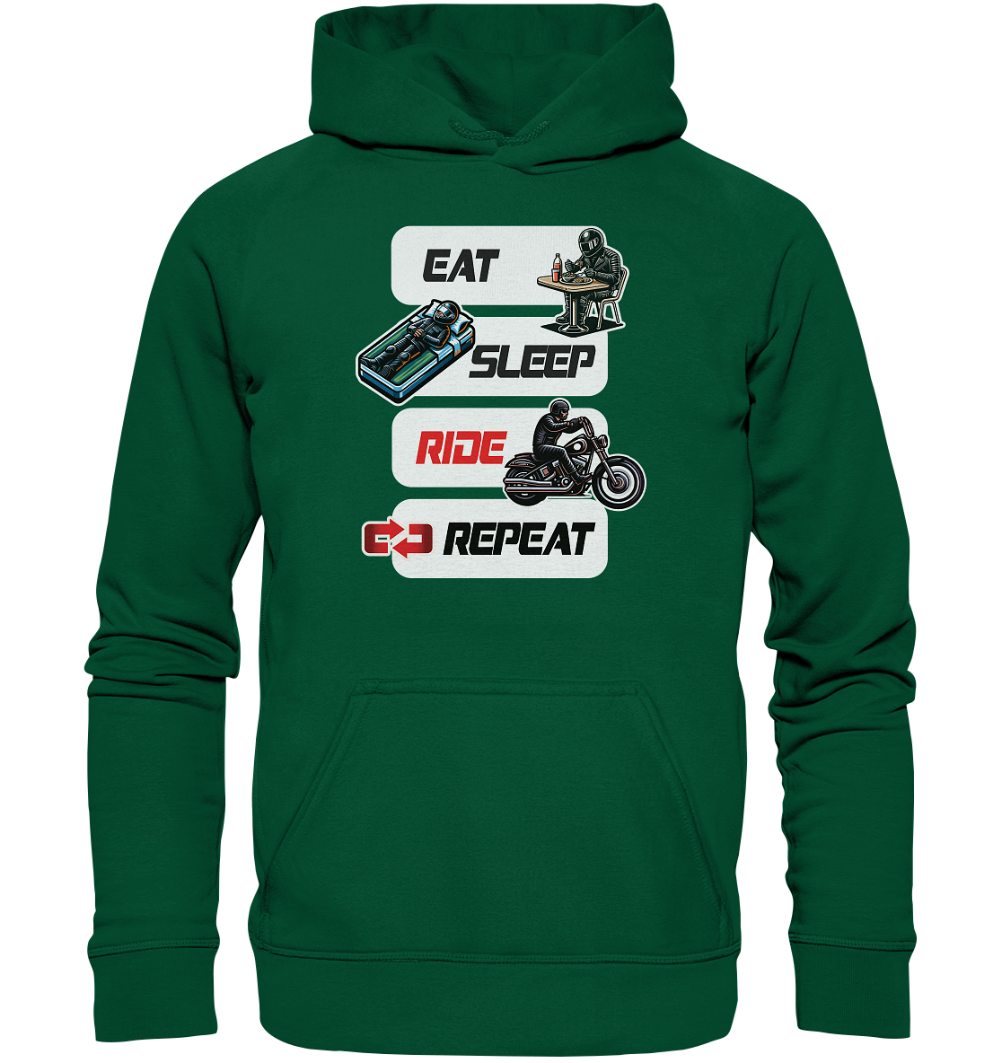 Eat Sleep Ride Repeat  - lustiger Biker Spruch Chopper - Basic Unisex Hoodie