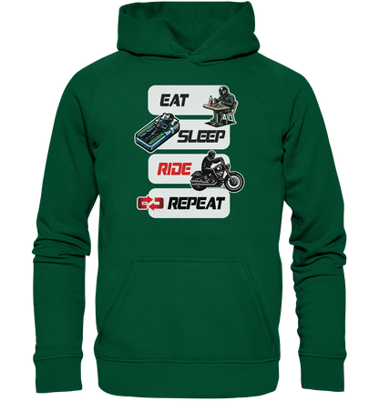 Eat Sleep Ride Repeat  - lustiger Biker Spruch Chopper - Basic Unisex Hoodie