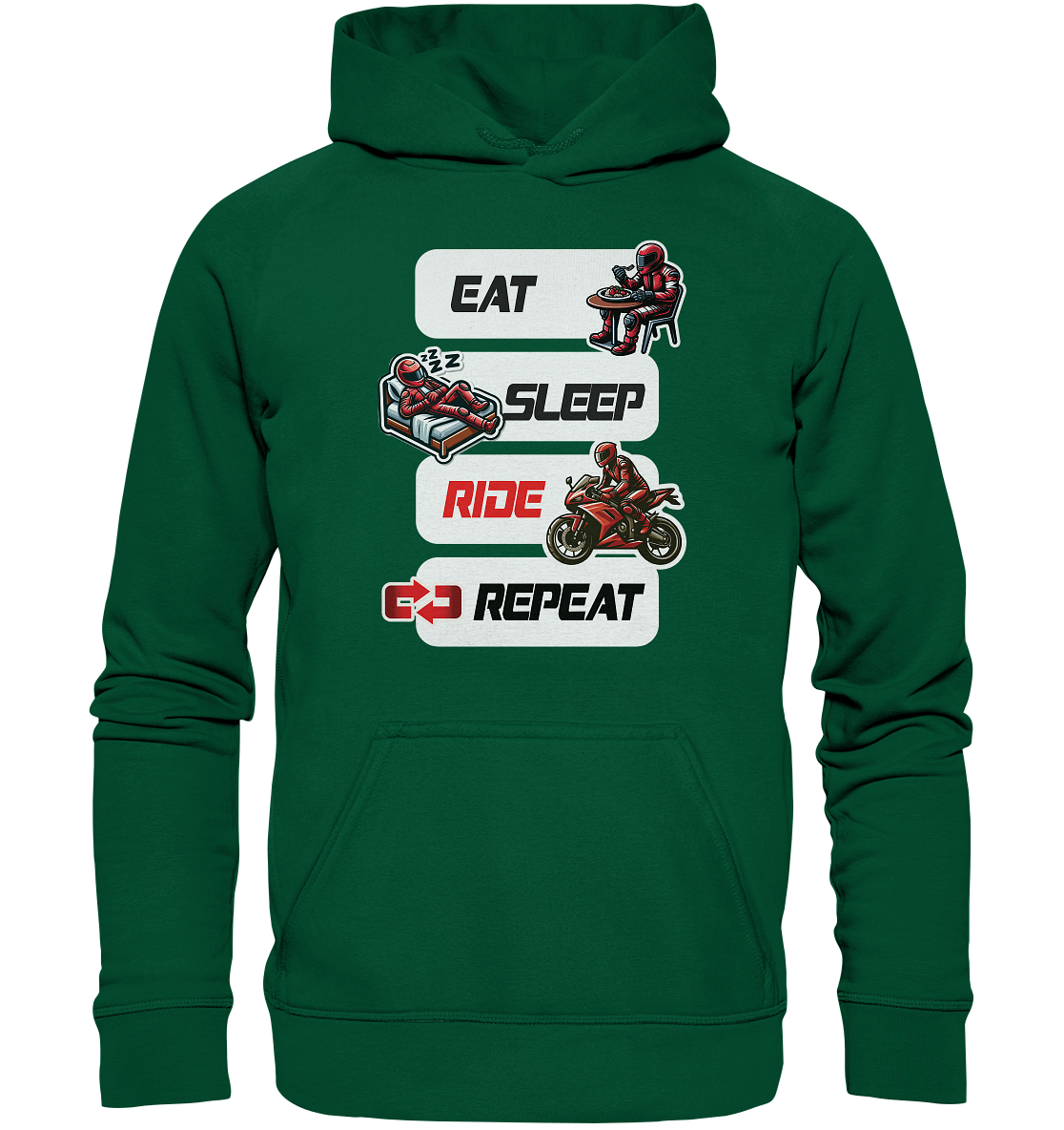 Eat Sleep Ride Repeat  - lustiger Biker Spruch - Basic Unisex Hoodie