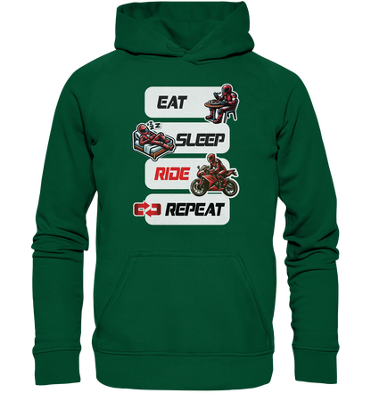 Eat Sleep Ride Repeat  - lustiger Biker Spruch - Basic Unisex Hoodie
