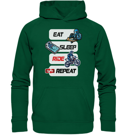 Eat Sleep Ride Repeat  - lustiger Biker Spruch Motocross - Basic Unisex Hoodie