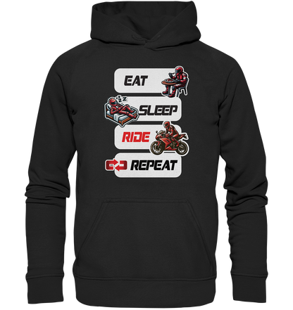 Eat Sleep Ride Repeat  - lustiger Biker Spruch - Basic Unisex Hoodie